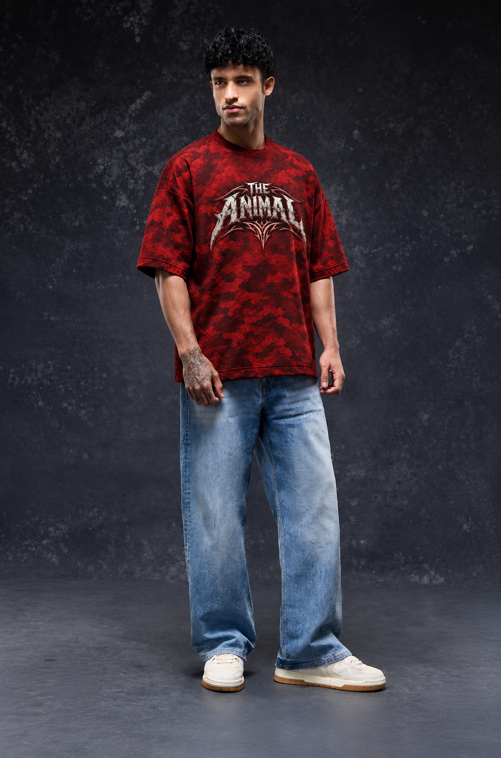 The Animal Graphic Oversized T-Shirt – Red Camo