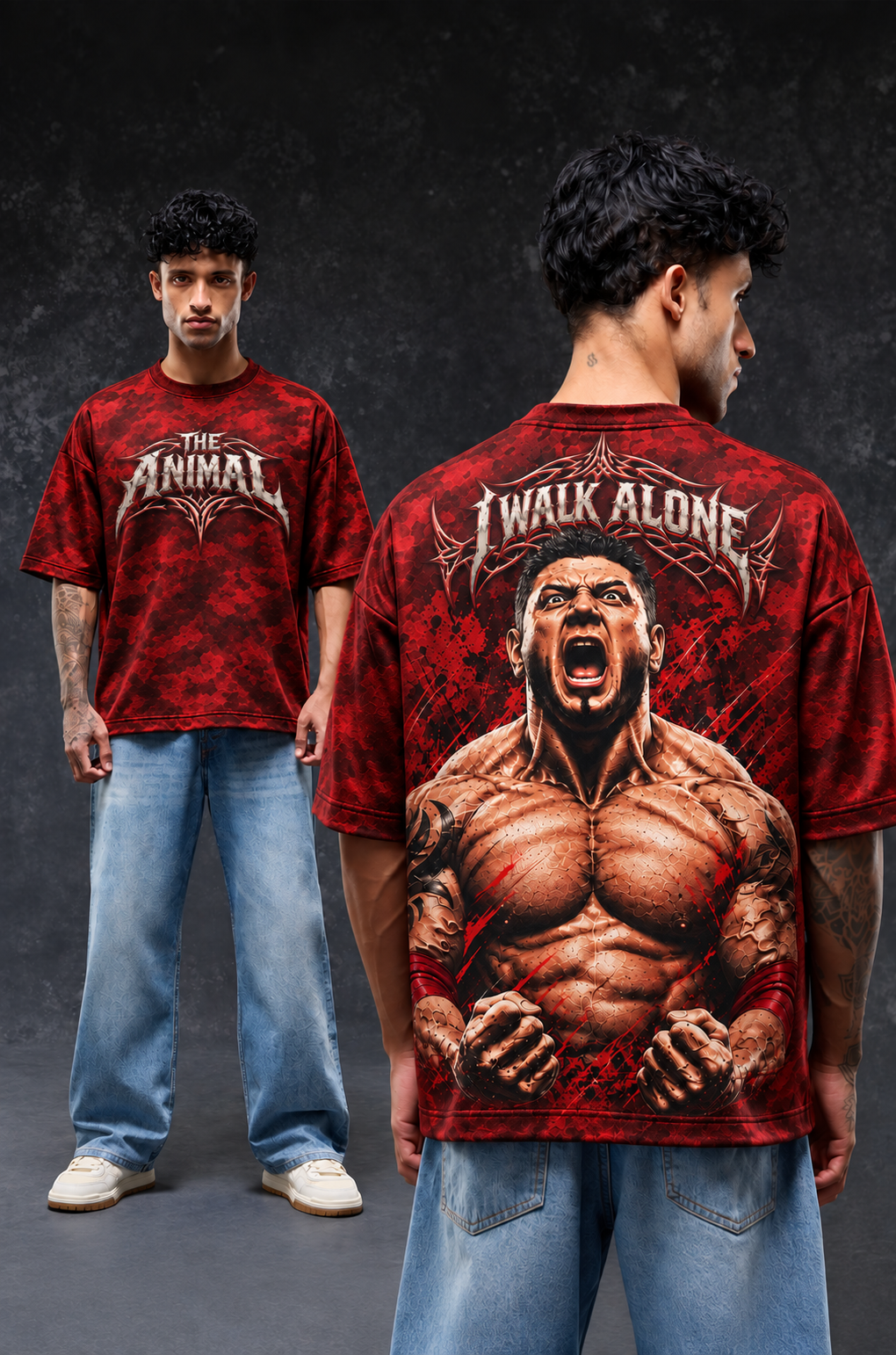 The Animal Graphic Oversized T-Shirt – Red Camo