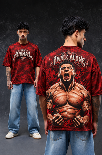 The Animal Graphic Oversized T-Shirt – Red Camo