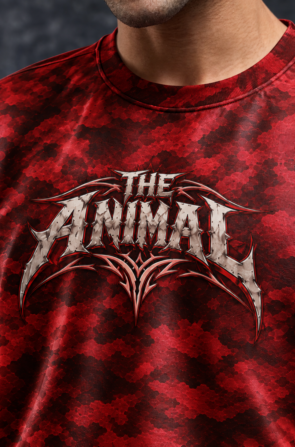The Animal Graphic Oversized T-Shirt – Red Camo