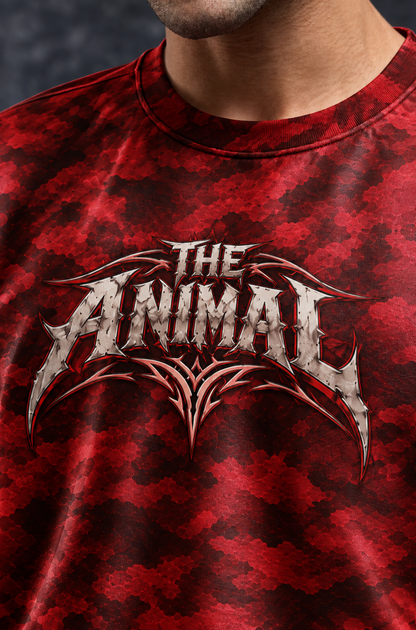 The Animal Graphic Oversized T-Shirt – Red Camo