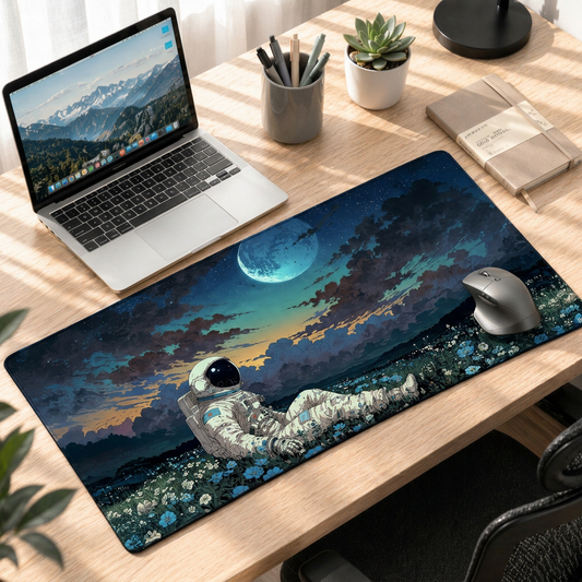 Lunar Drift Astronaut | Cosmic Serenity Gaming Deskmat