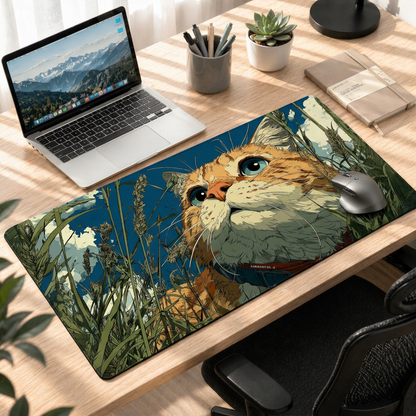 Sky Meadow Whiskers | Aesthetic Cat Gaming Deskmat