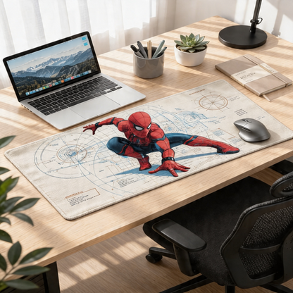 Web Blueprint Precision | Spiderman Gaming Deskmat