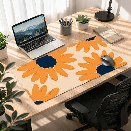 Sunburst Bloom | Retro Floral Deskmat