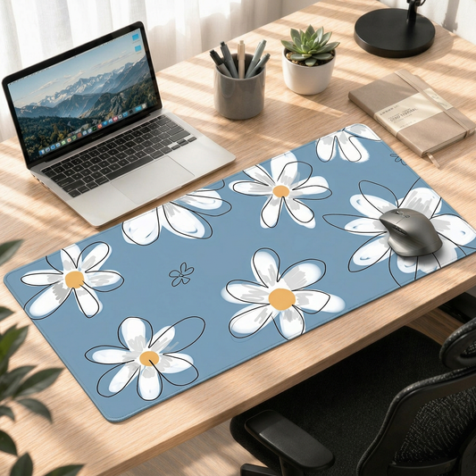 Soft Daisy Drift | Minimal Floral Deskmat